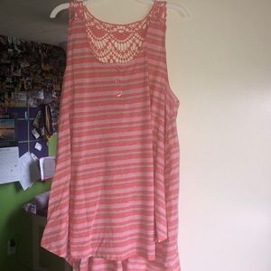 Pink and white striped tank top